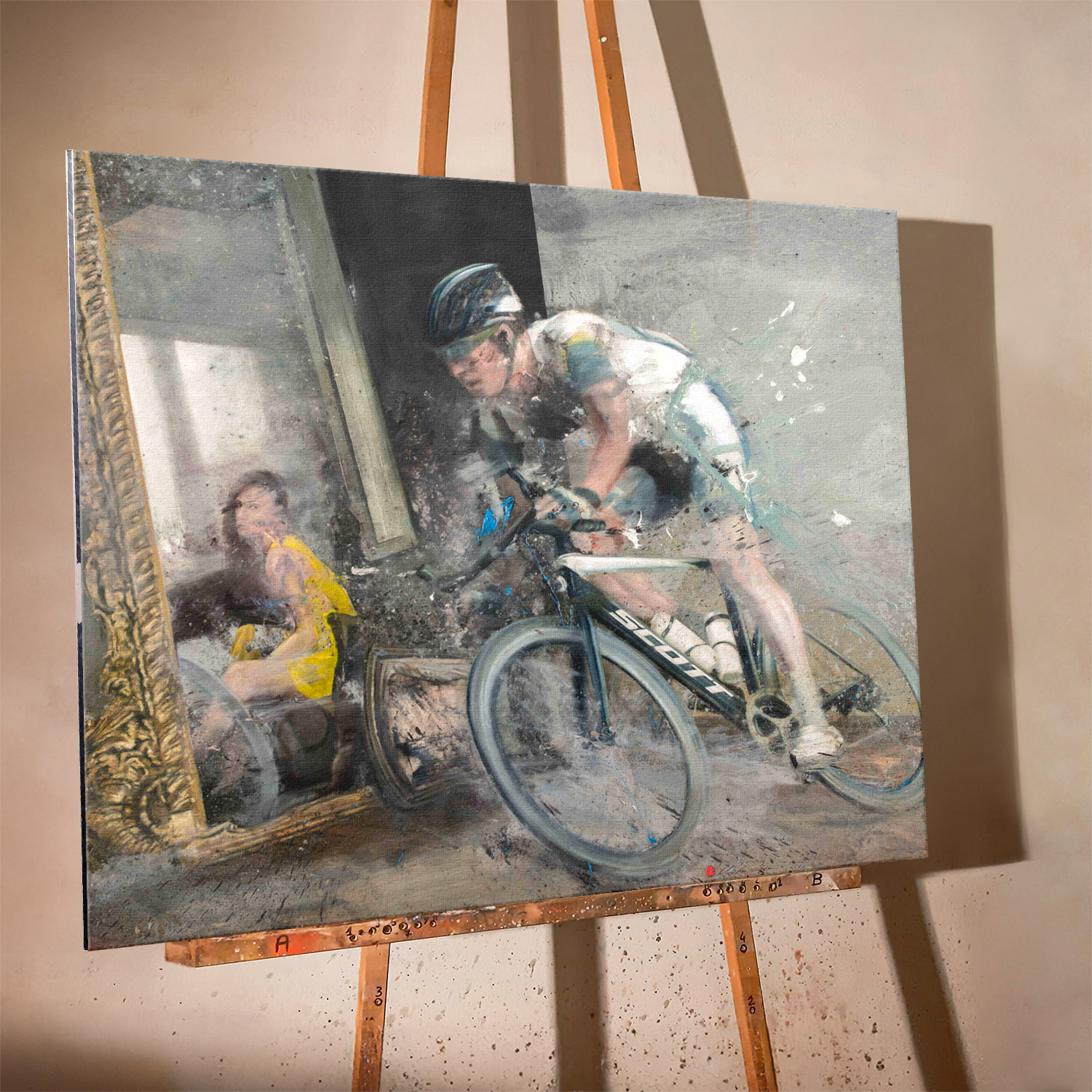 Nicola-Pucci-Ciclista-con-specchio-olio-su-tela-120x140cm-2021-Worked-Print