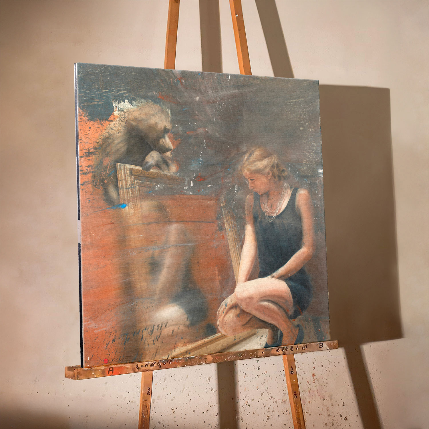 Nicola-Pucci-Donna-allo-specchio-con-babbuino-Print