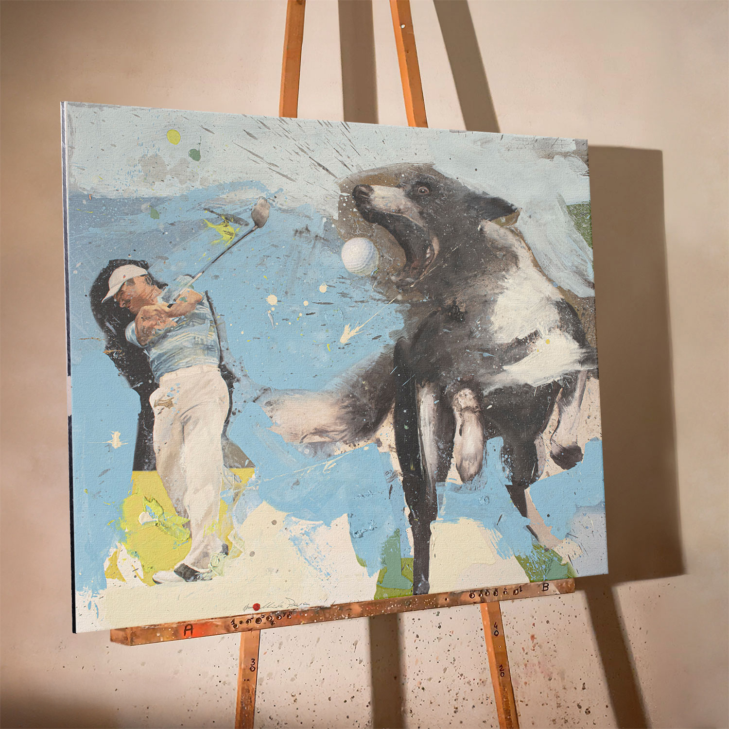 Nicola-Pucci-Golfista-con-cane-Worked-Print